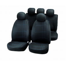 Set of car seat covers "EMBROIDERY", black/blue