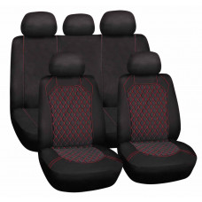 Комплект чехлов на автомобильные сиденья "SPIDERWEB", черный/красный
