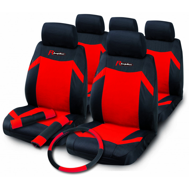 Set of car seat covers "INDY", black/red