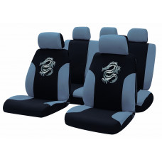 Car seat cover set "TRIBAL", black/grey