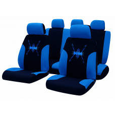 Car seat cover set "TRIBAL", black/blue