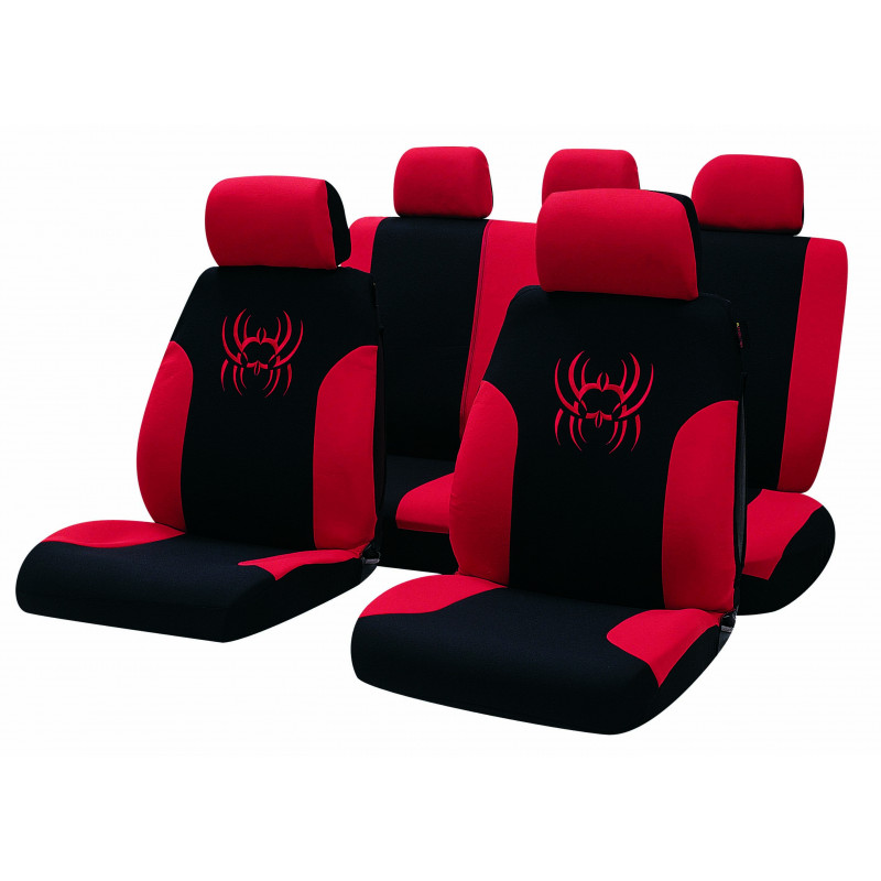 Car seat cover set "TRIBAL", black/red