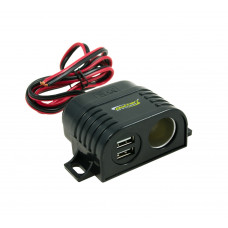 12/24V Car multi socket with 2 USB ports 3.4 AMP max "LINKED" 