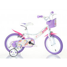 Bērnu velosipēds Bimbo Bike 14'' ''UNICORN'', balts/ violēts/ rozā