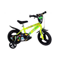 Bērnu velosipēds Bimbo Bike 12'' ''GALAXY'', melns/ neona zaļš