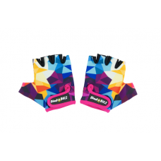 Bicycle gloves "VELVET", children, size: L, blue/yellow/violet